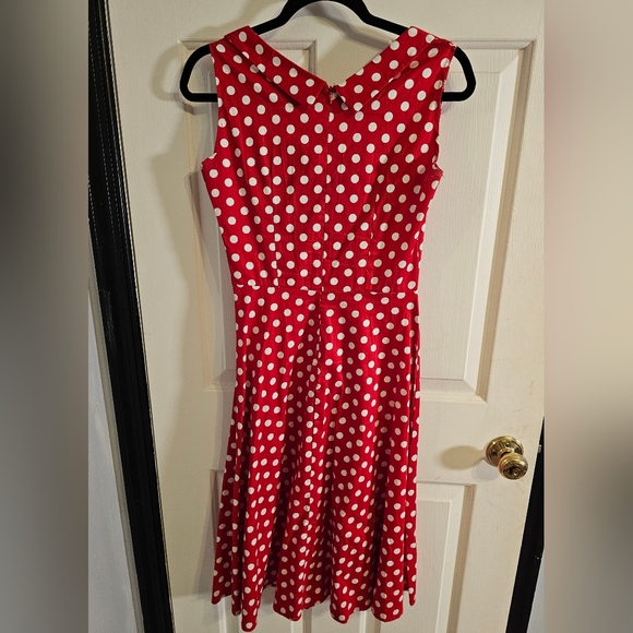 Vintage Retro Polka Dot A-Line Dress Sweetheart Neckline Size Small Red/White - Picture 4 of 7